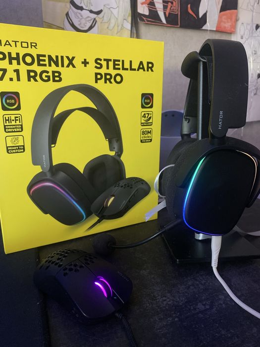 HATOR навушники і мишка phoenix+stellar 7.1 RGB PRO