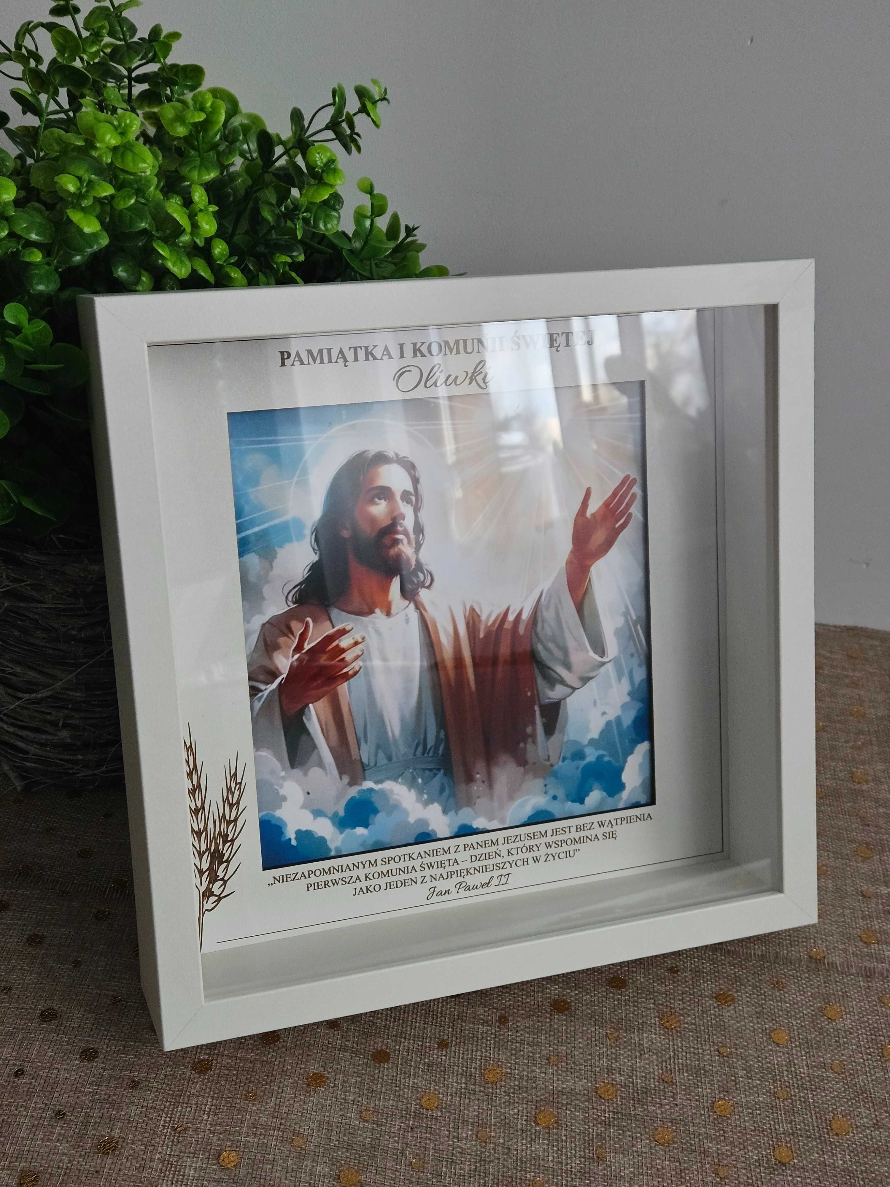 Pamiątka I Komunii Świętej DUŻY obraz 3D grawer postać Jezusa Anioła
