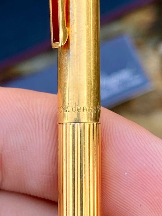 Caneta ST Dupont Esferográfica Em Prata Sólida 925 Banhada a Ouro