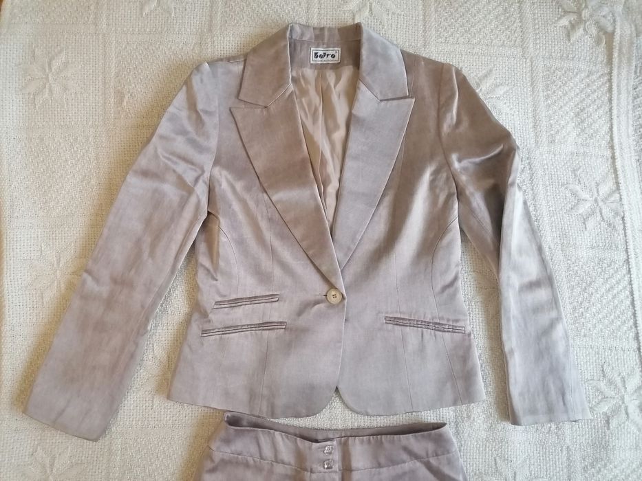 Garnitur, elegancki, satynowy,  kawa z mlekiem, rozmiar 38/,S/małe M