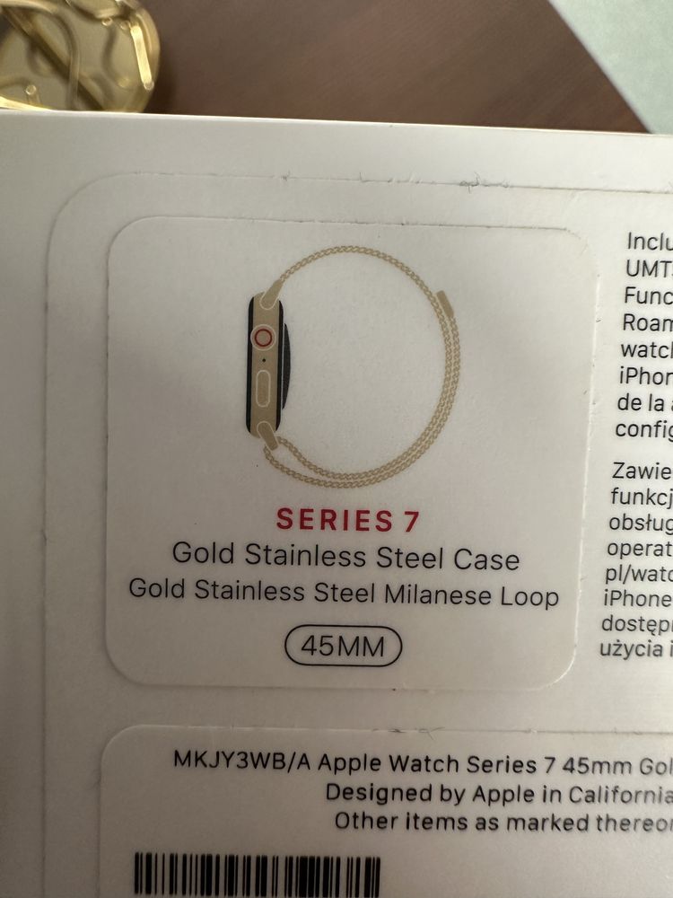 Apple Watch 7 GPS + Cellular 45mm stal Zloty Gold A2478