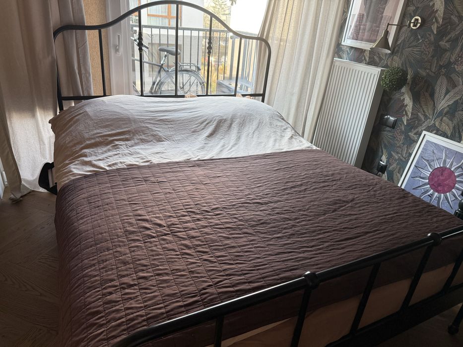 Łóżko metalowe ikea z materacem SAGSTUA