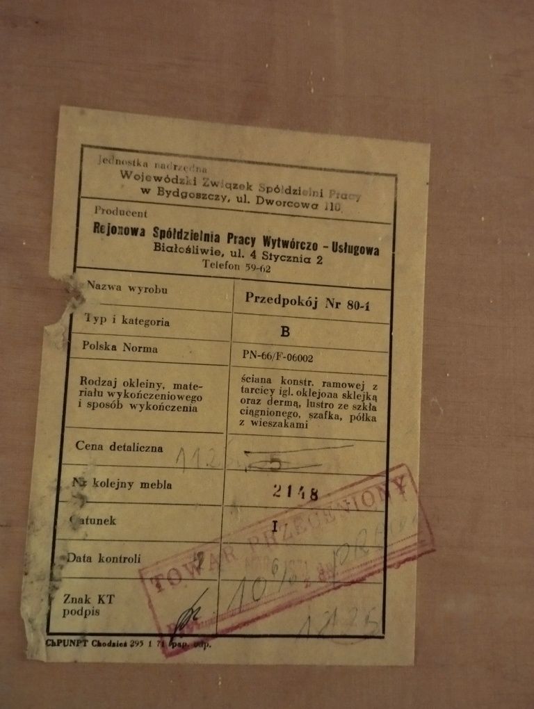 Toaletka do przedpokoju wieszak z lustrem PRL meble z duszą