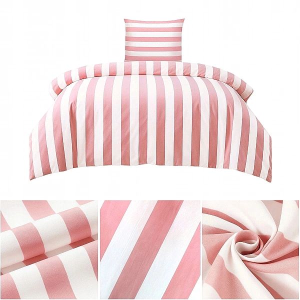 Pościel 140x200 MIKROFIBRA poszewka 70x80 KOMPLET Eusebia Home W PASY