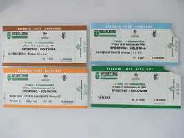 4 bilhetes diferentes do Sporting Bolonha UEFA 1998