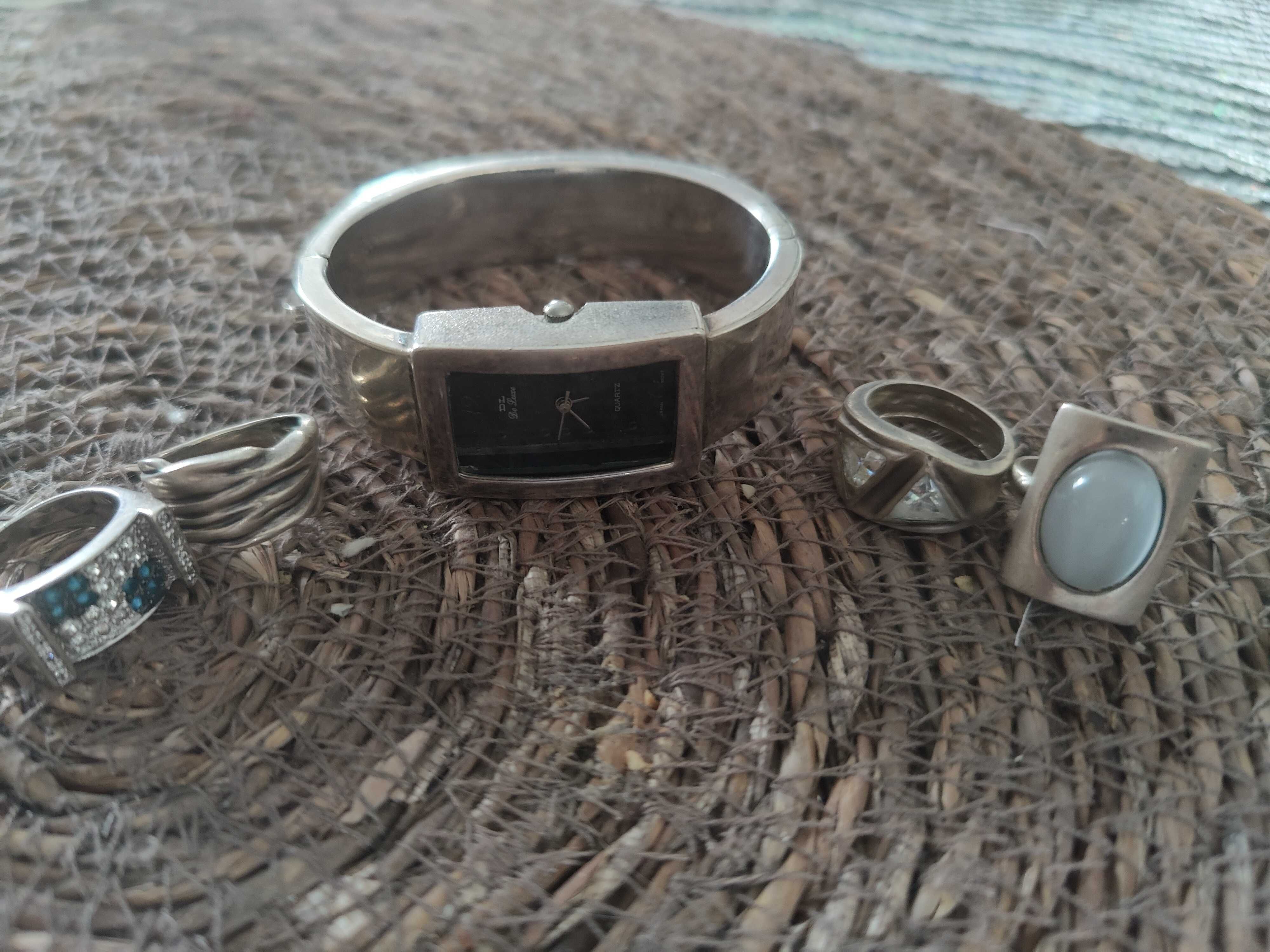 Zestaw srebra 0,925. , Zegarek pierścionki 0,925