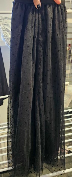 Spódnica w kropki tiulowa midi l/xl