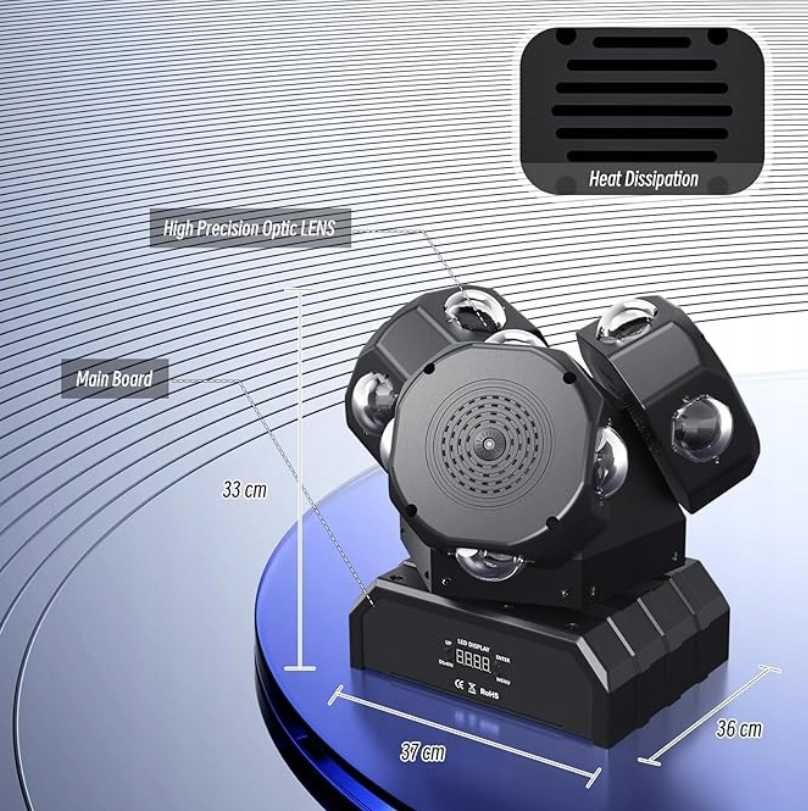 Światło sceniczne 3 głowice  180W RGB DMX512  NR.857