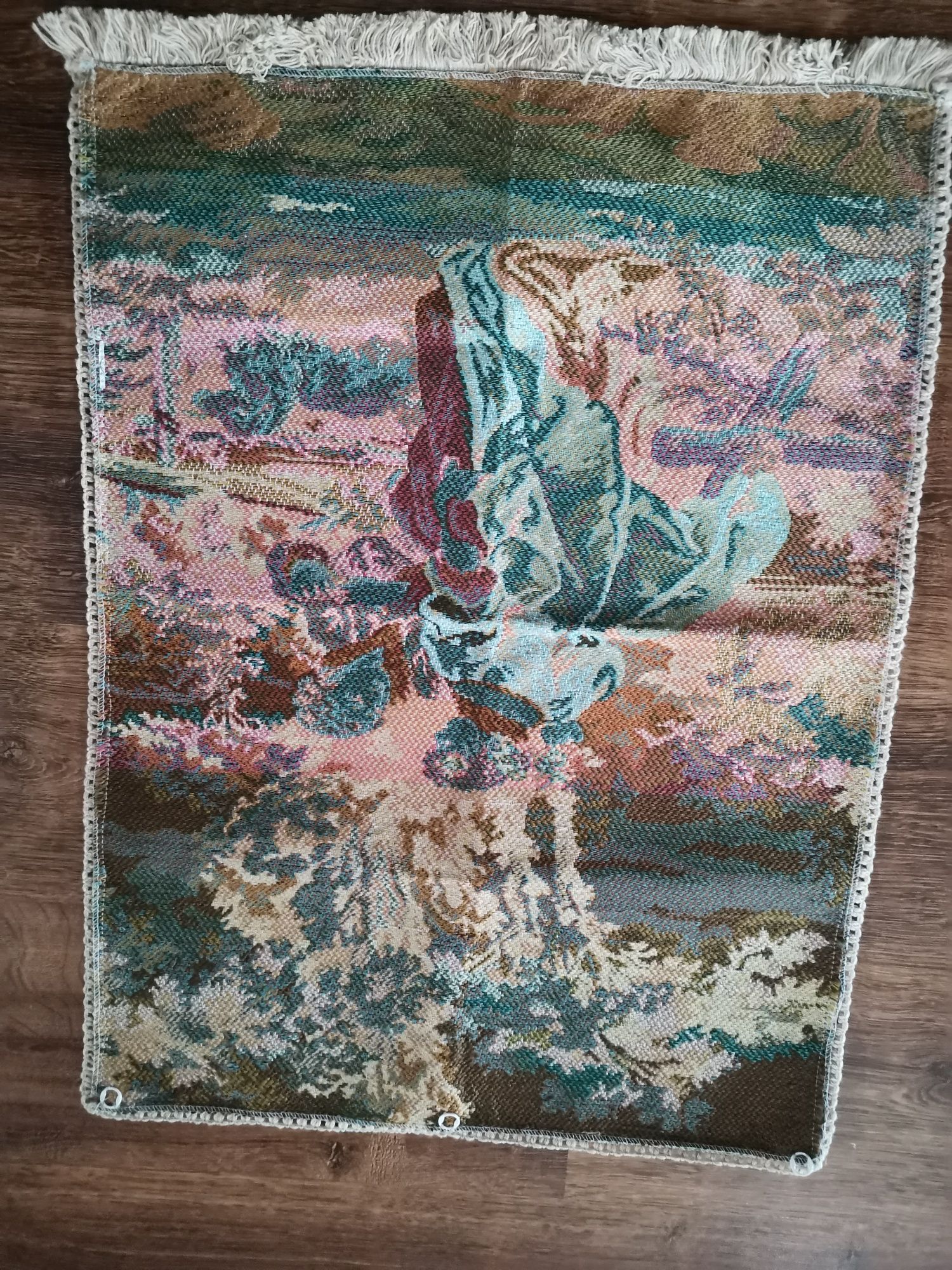 Piękny kilim makata na ścianę z frędzlami obraz