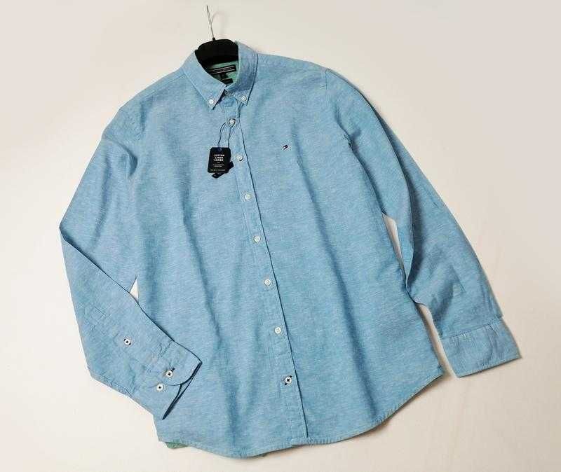 Брендовая льняная мужская рубашка Tommy Hilfiger оригинал