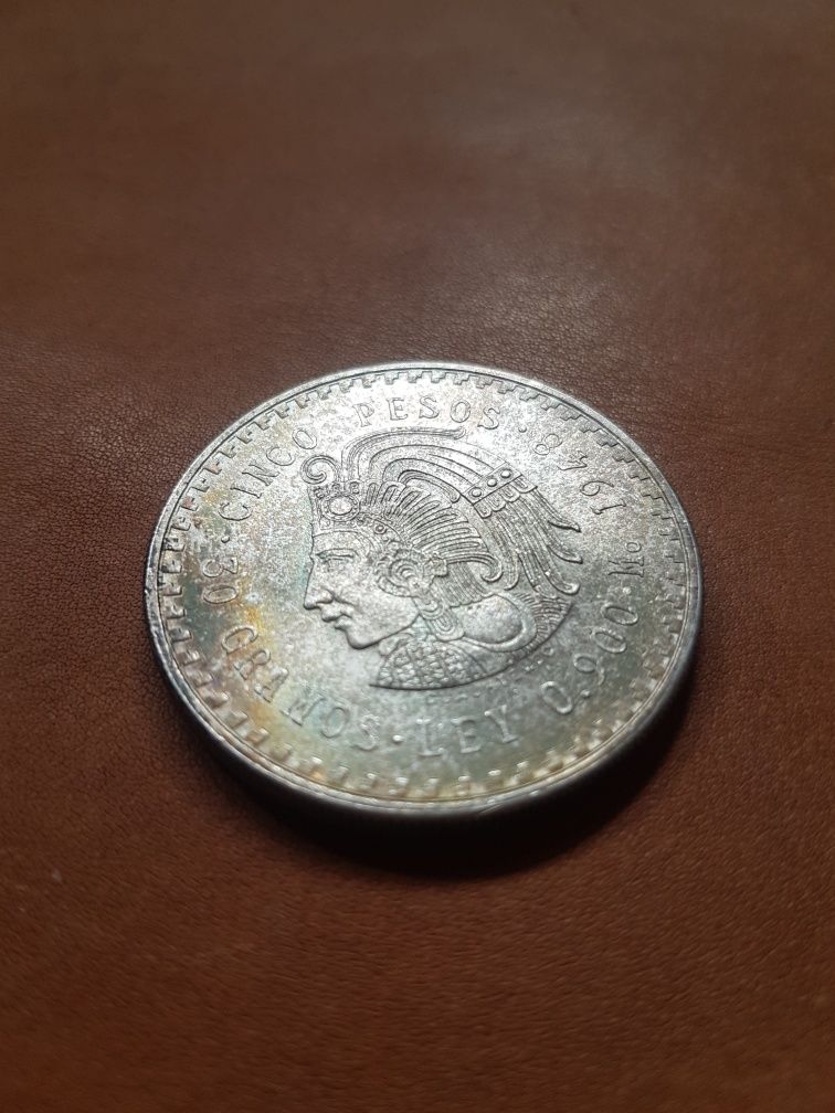 5 pesos 1948 Meksyk peso indianin