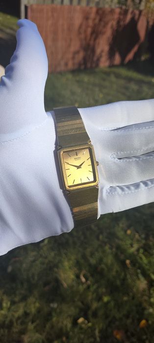 Seiko  TANK Piękna Złota Kostka Vintage Elegancki