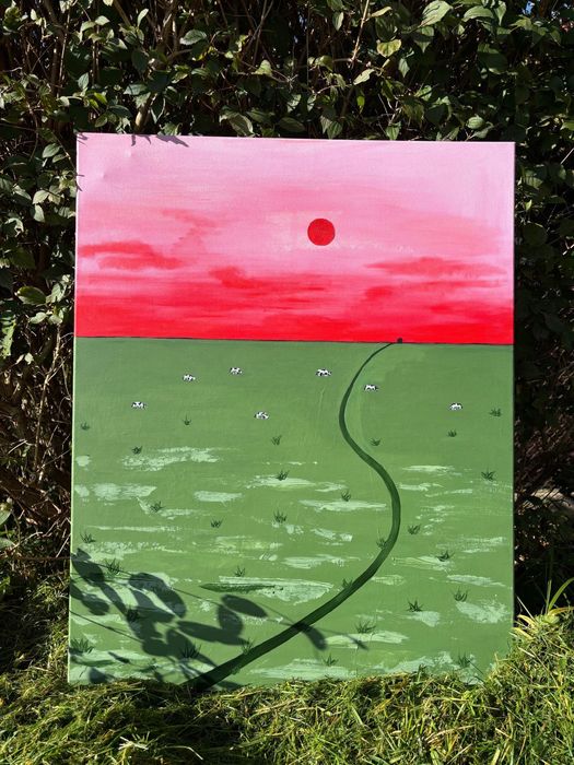 "Krowy" obraz ręcznie malowany 100x80