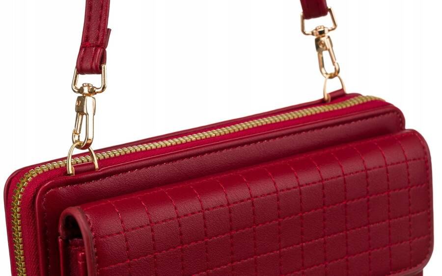 elegancka mini torebka-portfel na długim, doczepianym pasku