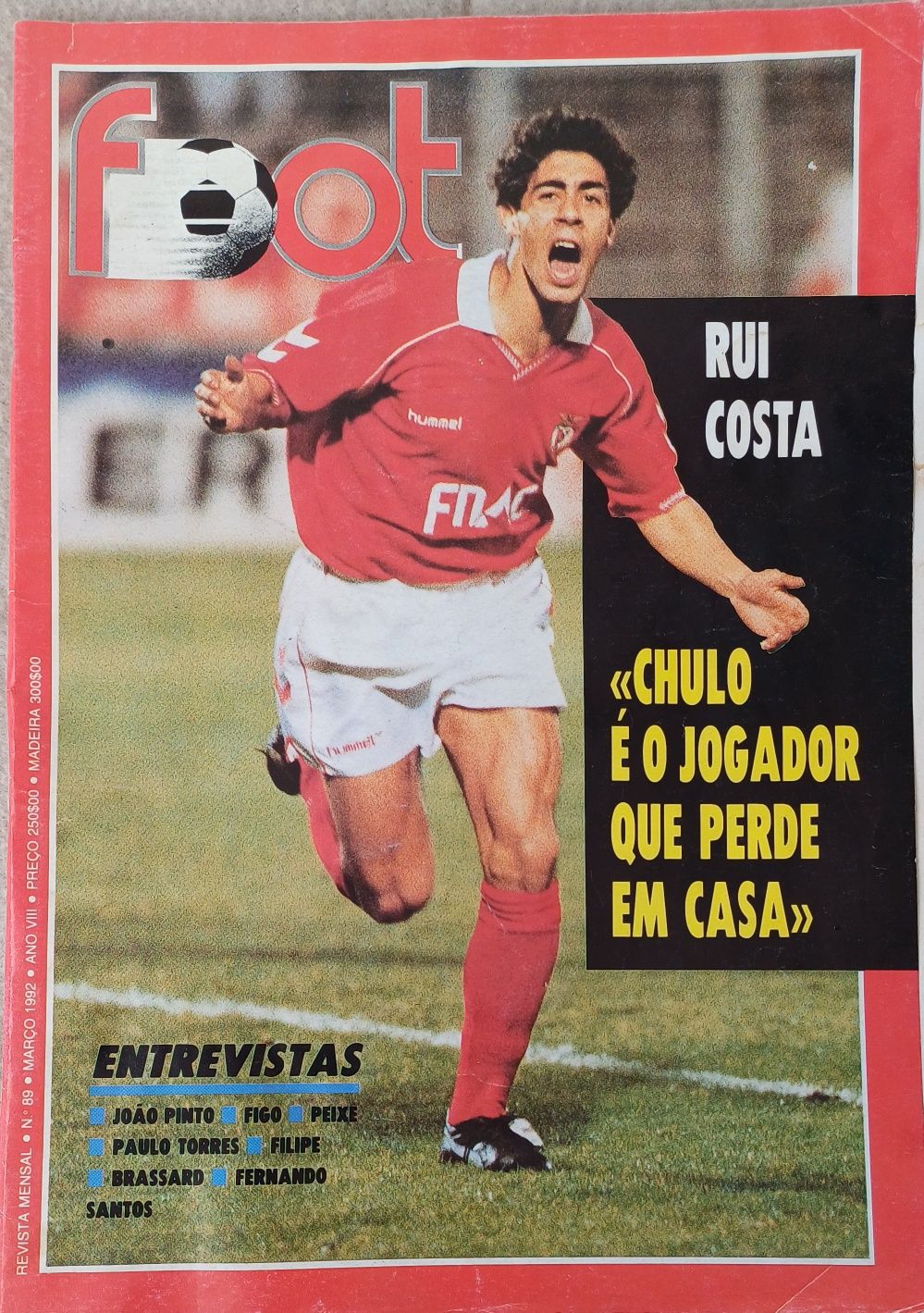 Benfica Rui Costa 1992 Publicação muito antiga Rara