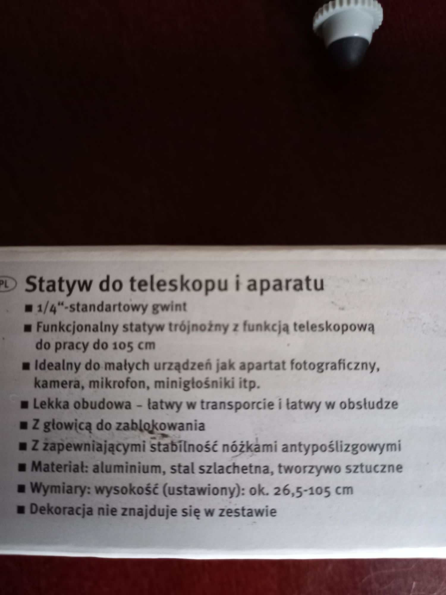 Statyw do teleskopu i aparatu