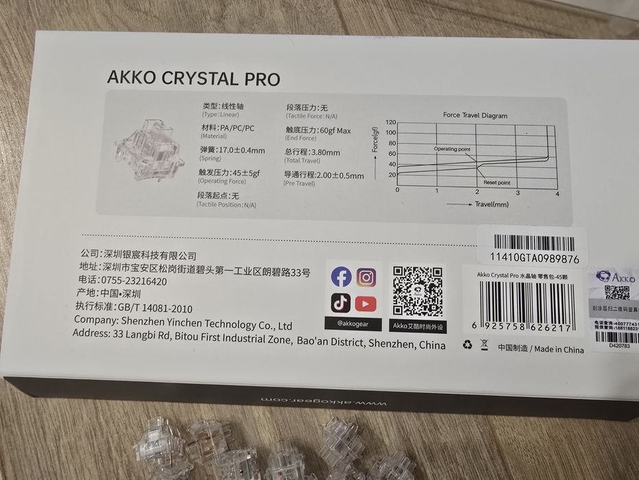 Switche Akko V3 Crystal Pro Liniowe przełączniki klawiatura(45 szt.)
