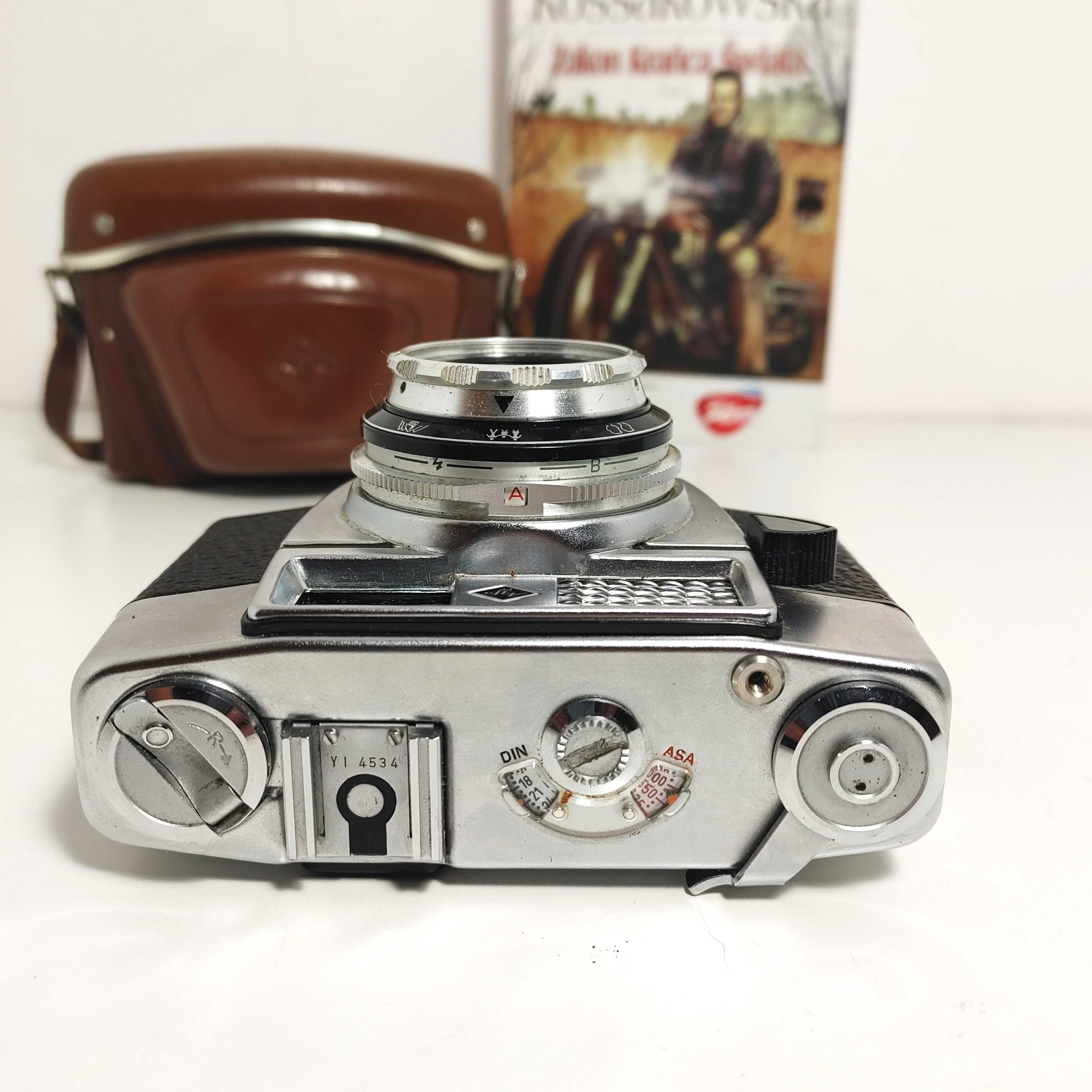 Ciekawy fotograficzny aparat analogowy AGFA Optima Ia - skórzane etui