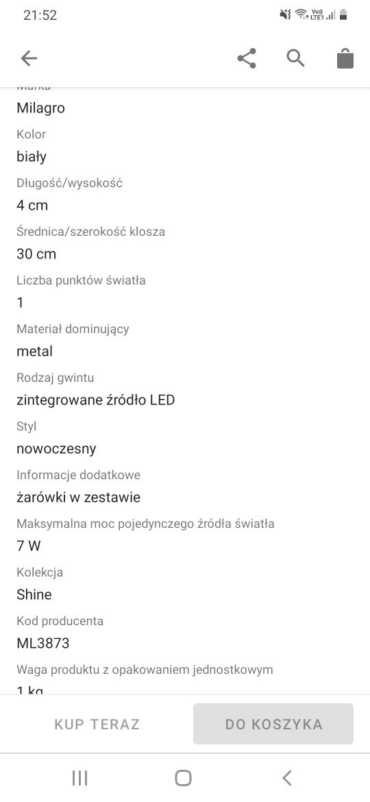 Kinkiet Milagro biały zintegrowane źródło LED 7 W