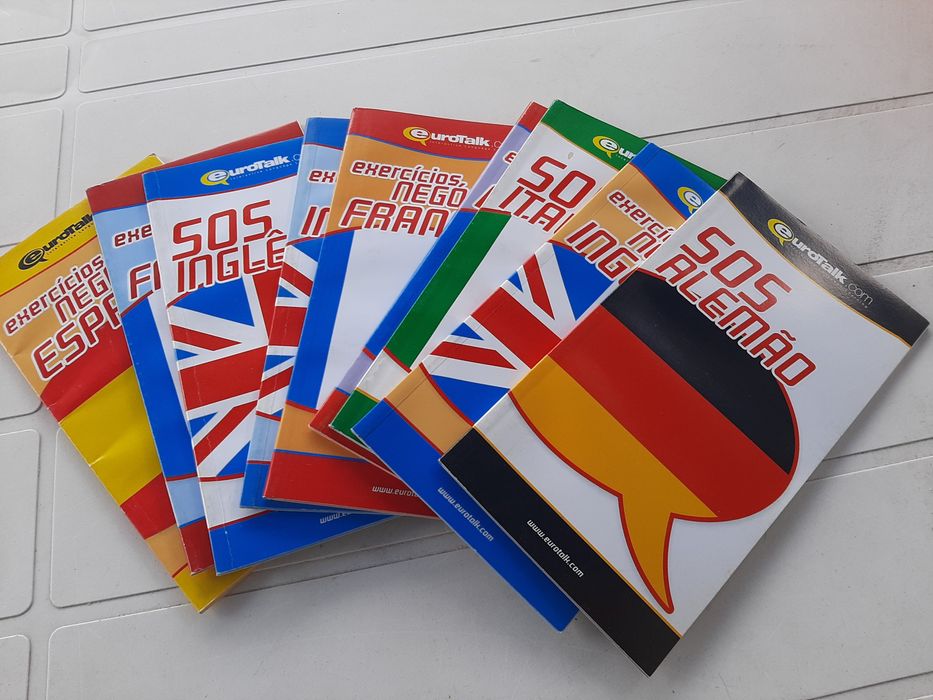 CDs e livros, aprender inglês, francês, italiano, alemão e espanhol