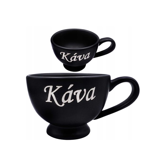 Stylowa FILIŻANKA do KAWY CERAMIKA Czarna 200ml na prezent