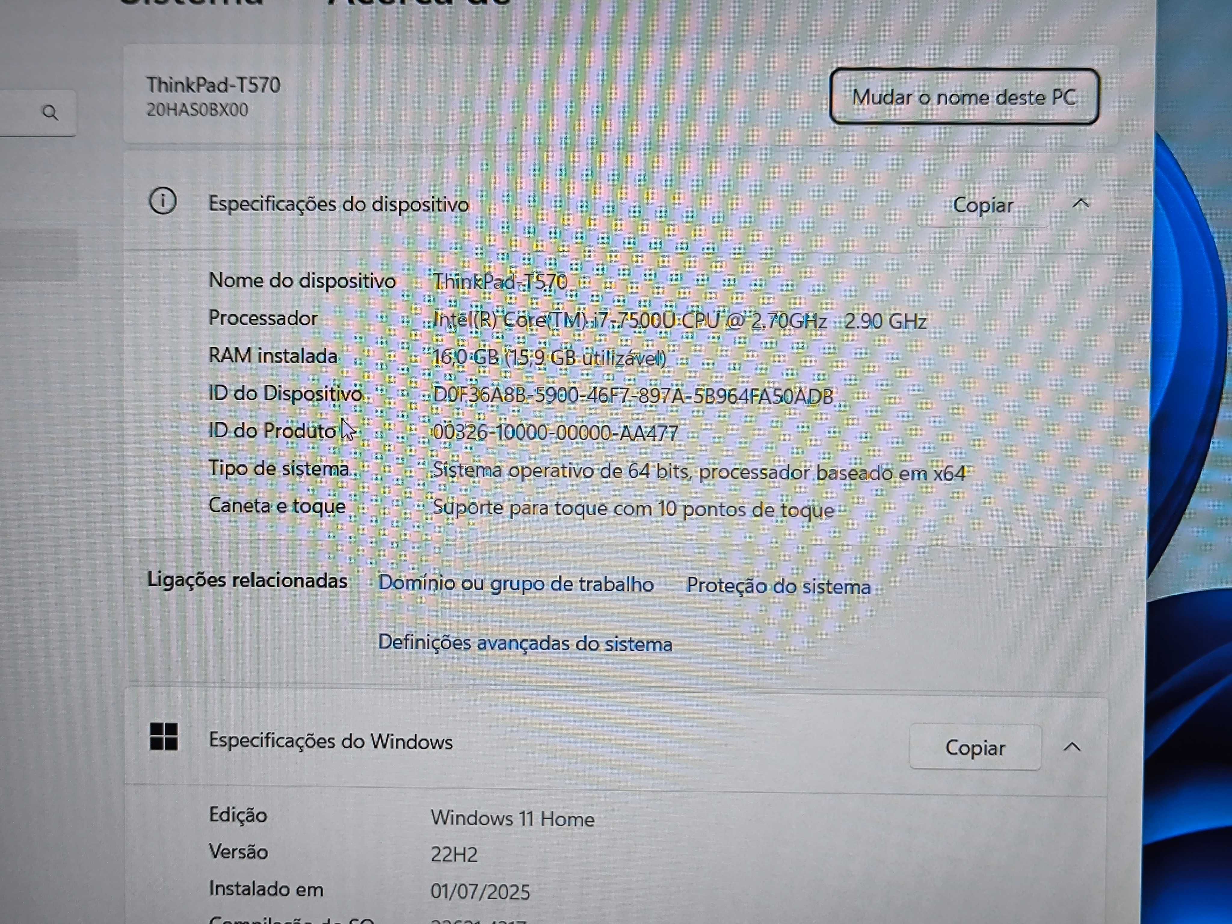 Lenovo ThinkPad T570 i7 256GB NVME 16GB RAM FullHD IPS Touch