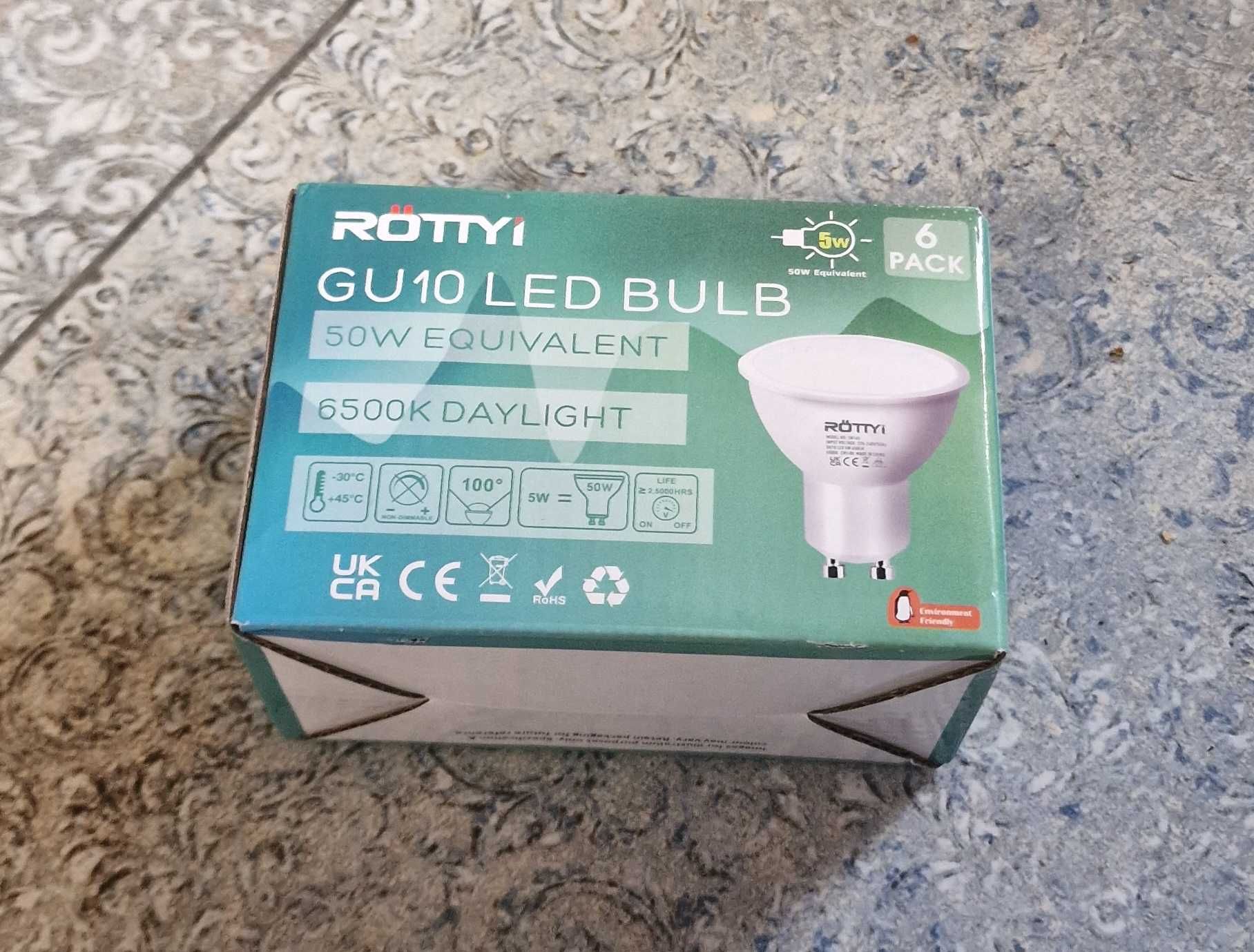 Żarówki LED GU10, 5W- 6 szt. 6500K - 450 lm