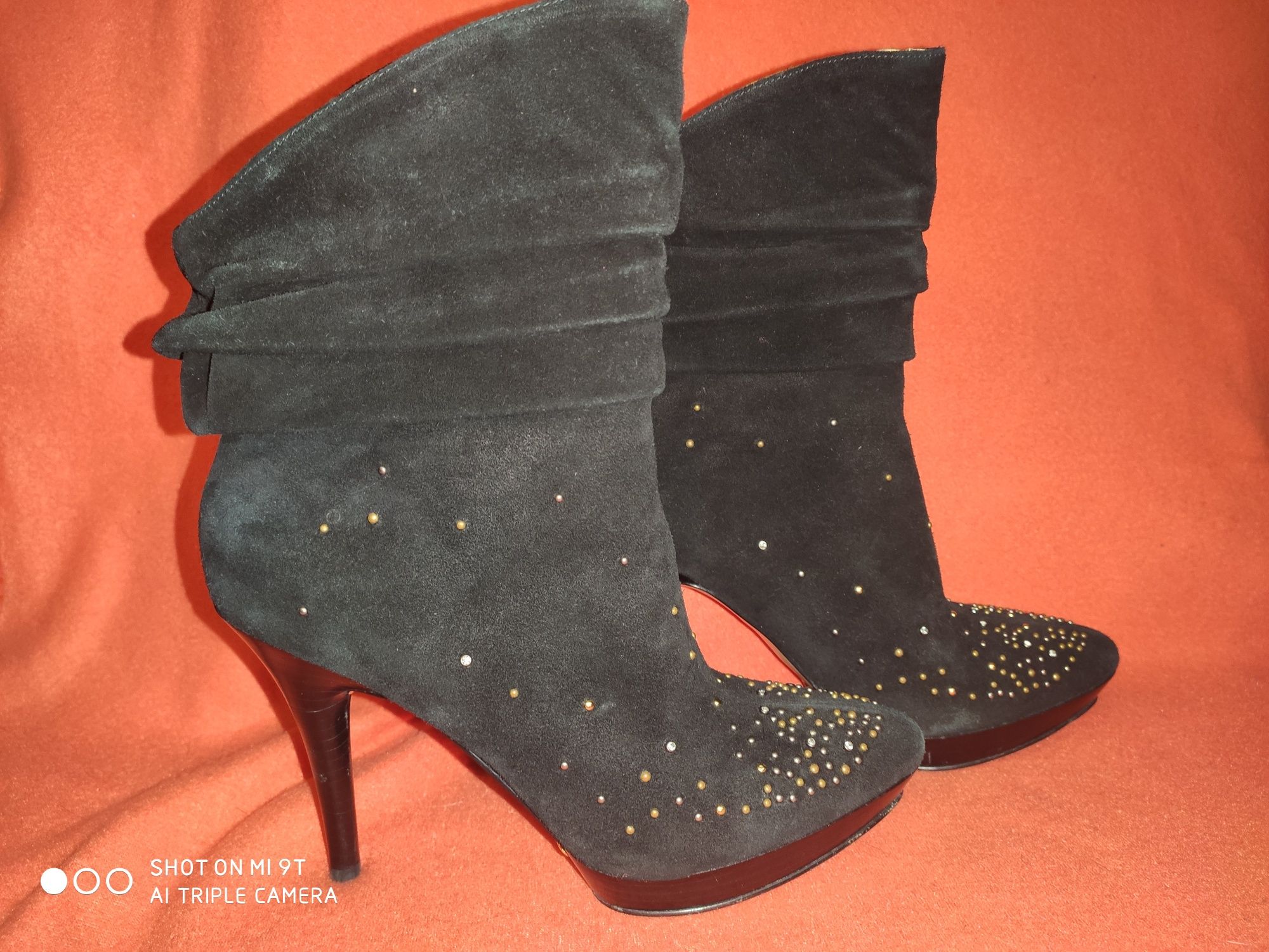 Buty, botki, szpilki czarne na platformie firmy NINE WEST
