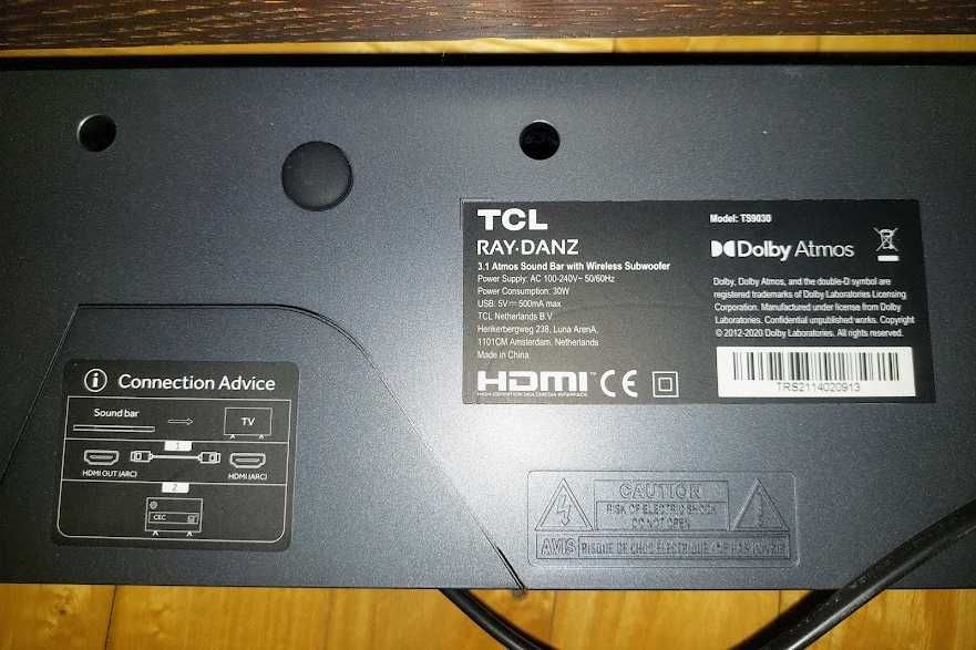 Soundbar z subwooferem TCL 3.1 TS9030