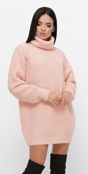 Персиковое платье-свитер, туника