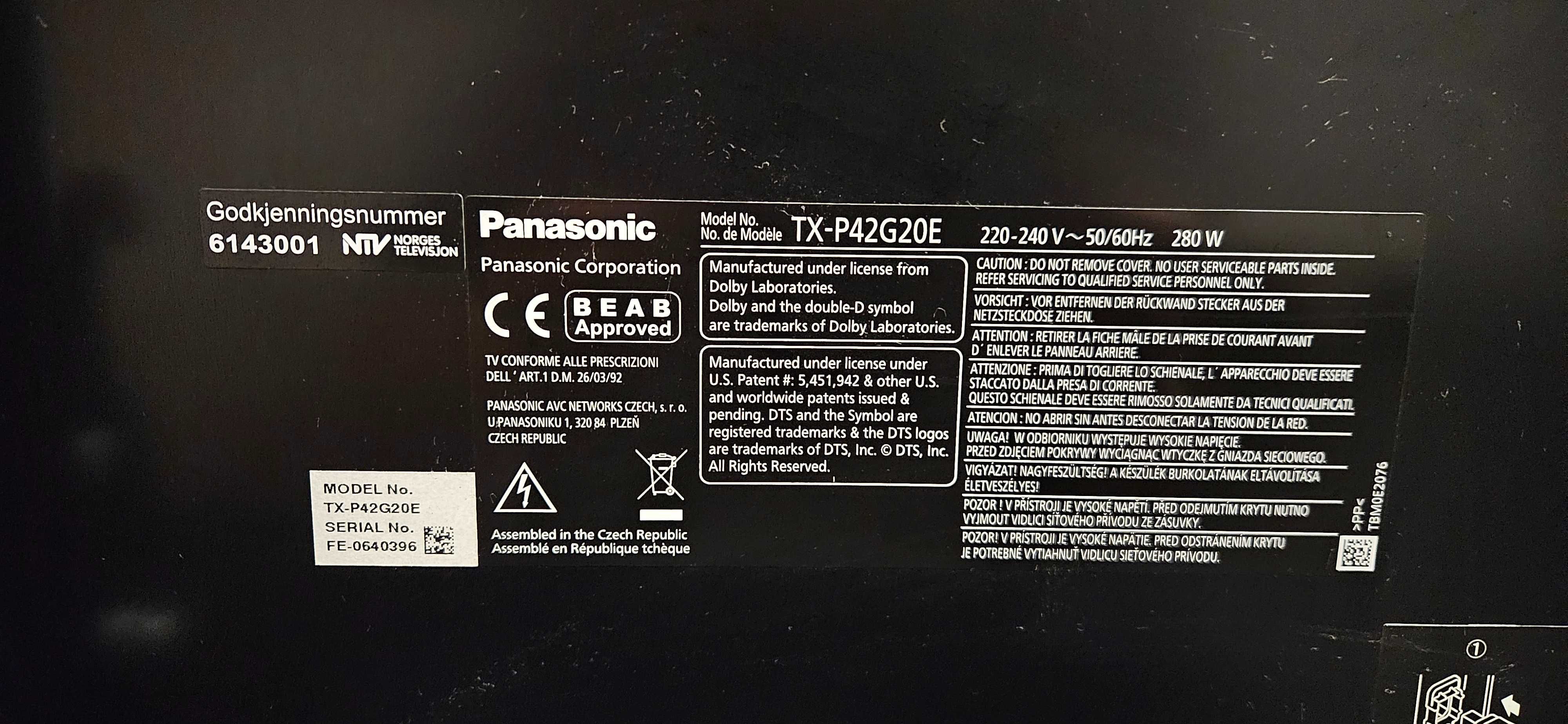 Sprzedam telewizor panasonic 42 cale plazma