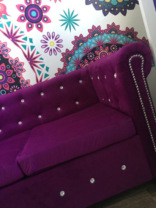 Kanapa sofa chesterfield magenta violet fiolet  vidaxl purpurowy