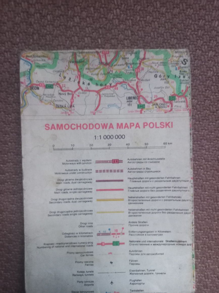 Samochodowa mapa Polski PRL informator samochodowo motocyklowy