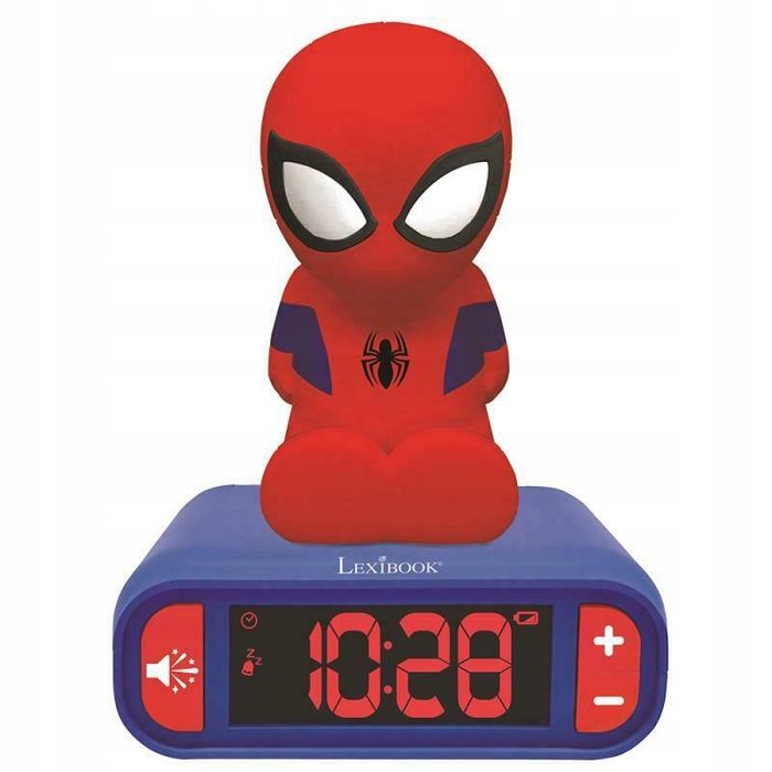Lampka Nocna Spiderman Budzik Zegar 3D Figurka