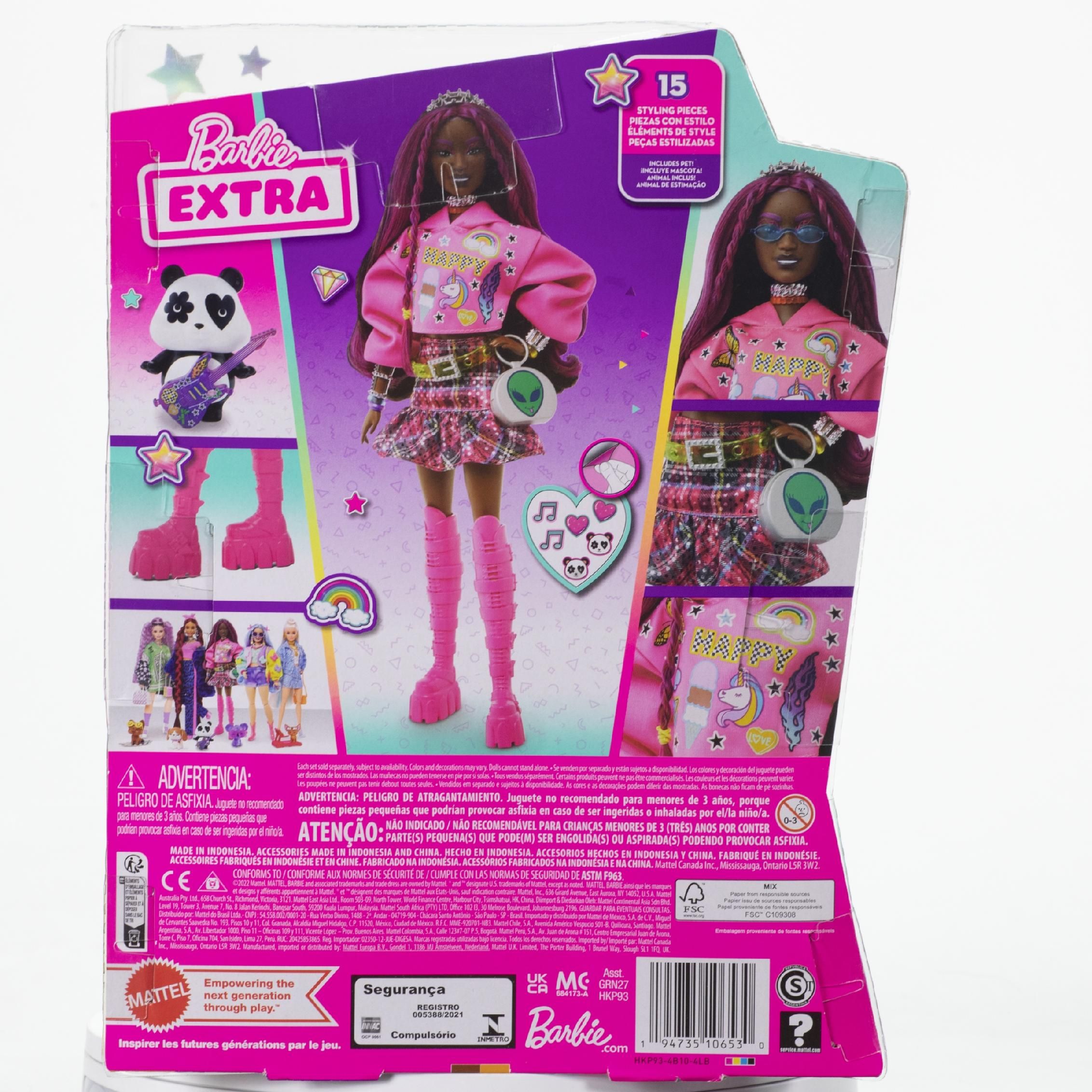 lalka barbie extra 19 w stroju pop punk + panda