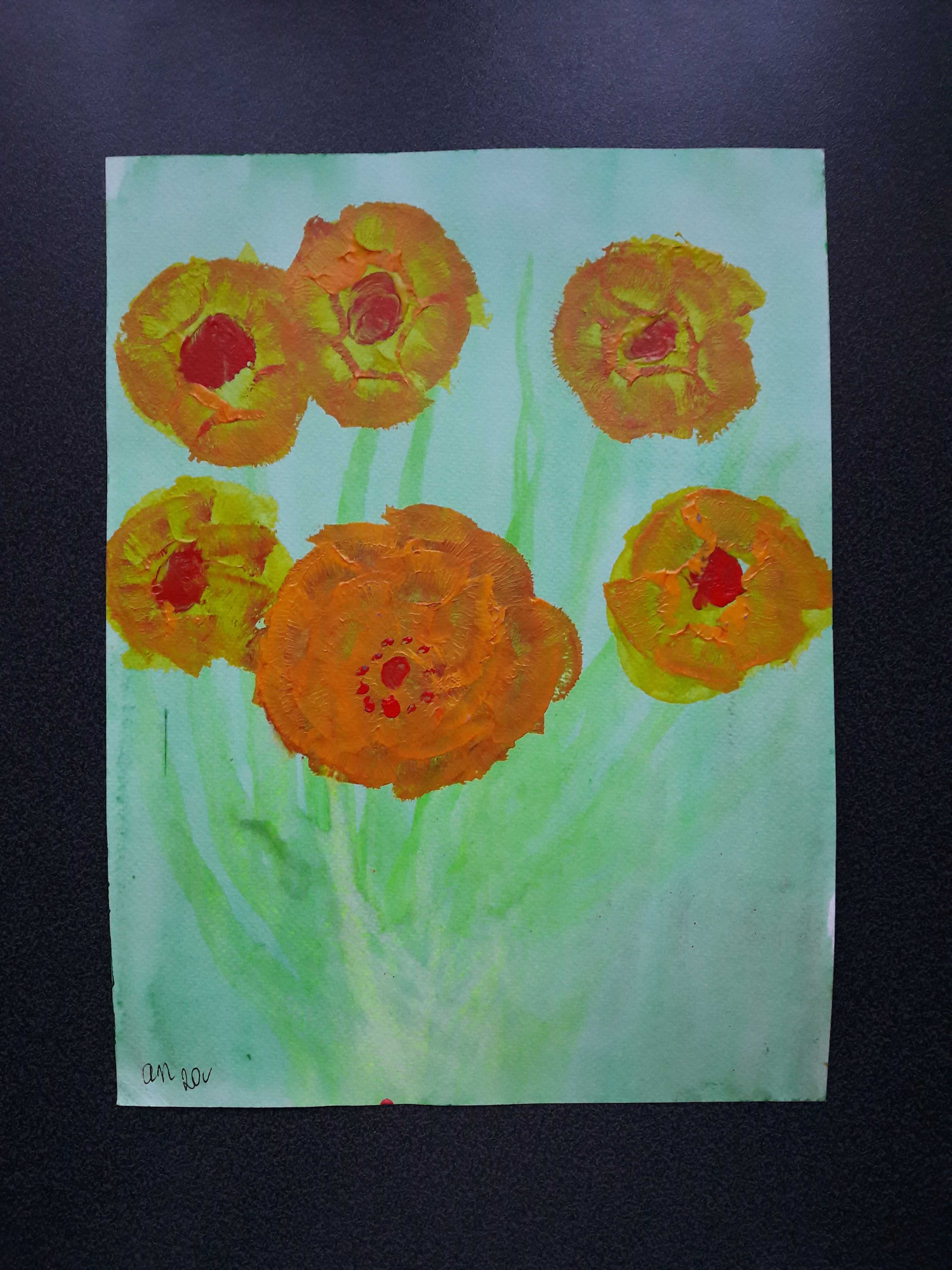 Kwiaty - Obraz malowany ręcznie akryl/karton