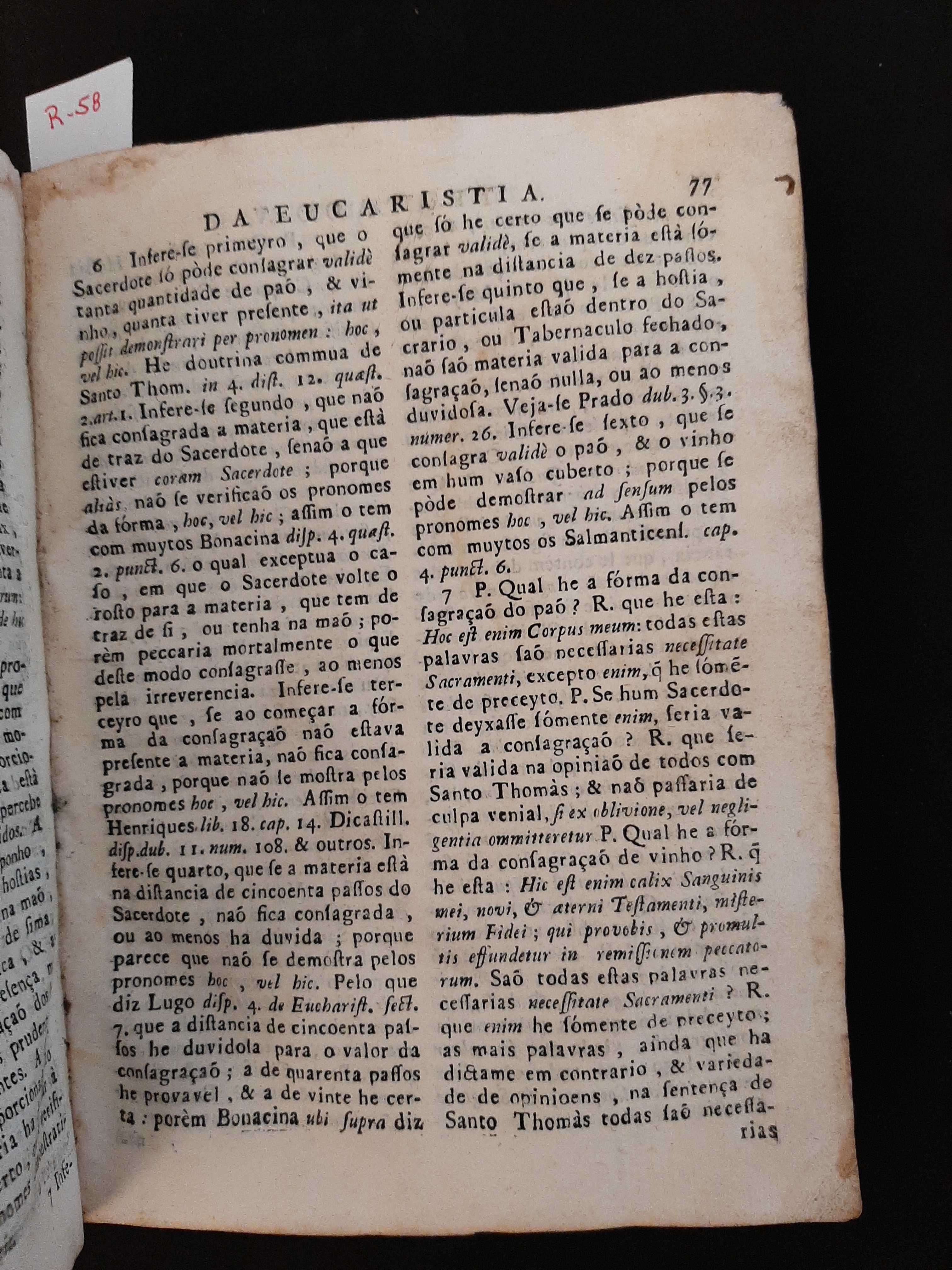 Livro - Promptuario da Theologia Moral - 1727