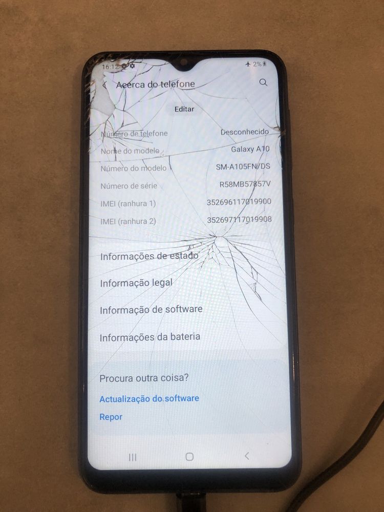 Samsung galaxy A10 com visor danificado