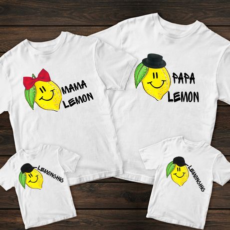 Family Look. Сімейні футболки бавовна з принтом Lemon
