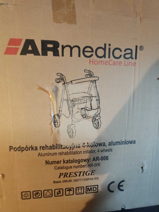 Podpórka rehabilitacyjna 4-kolowa, aluminiowa