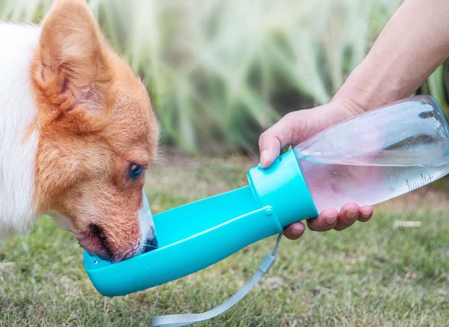 Butelka na wodę dla psa składana 550ml niebieska