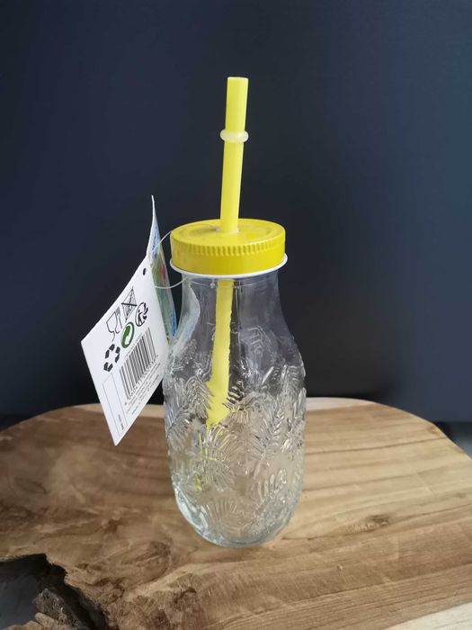 Nowa szklana butelka do picia ze słomką, 320 ml-mam 2 szt.