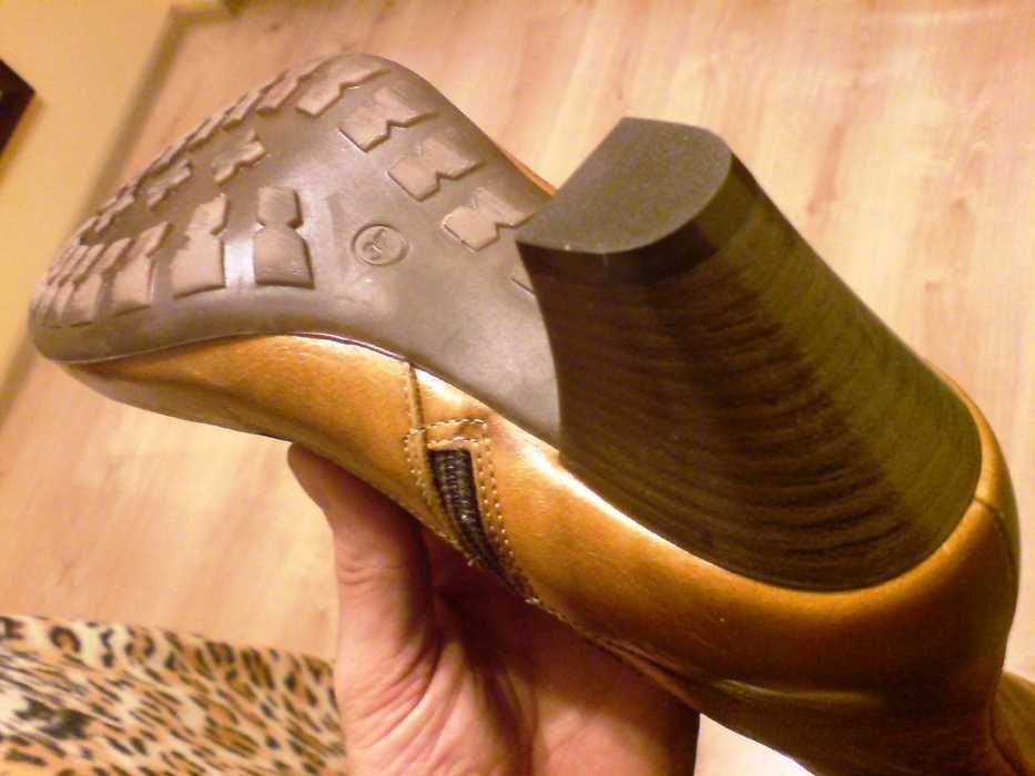 NOWE Buty-Kozaki KOWBOJKI 37 Naturalna skóra100% MIODOWY I-Klasa Gw.6m