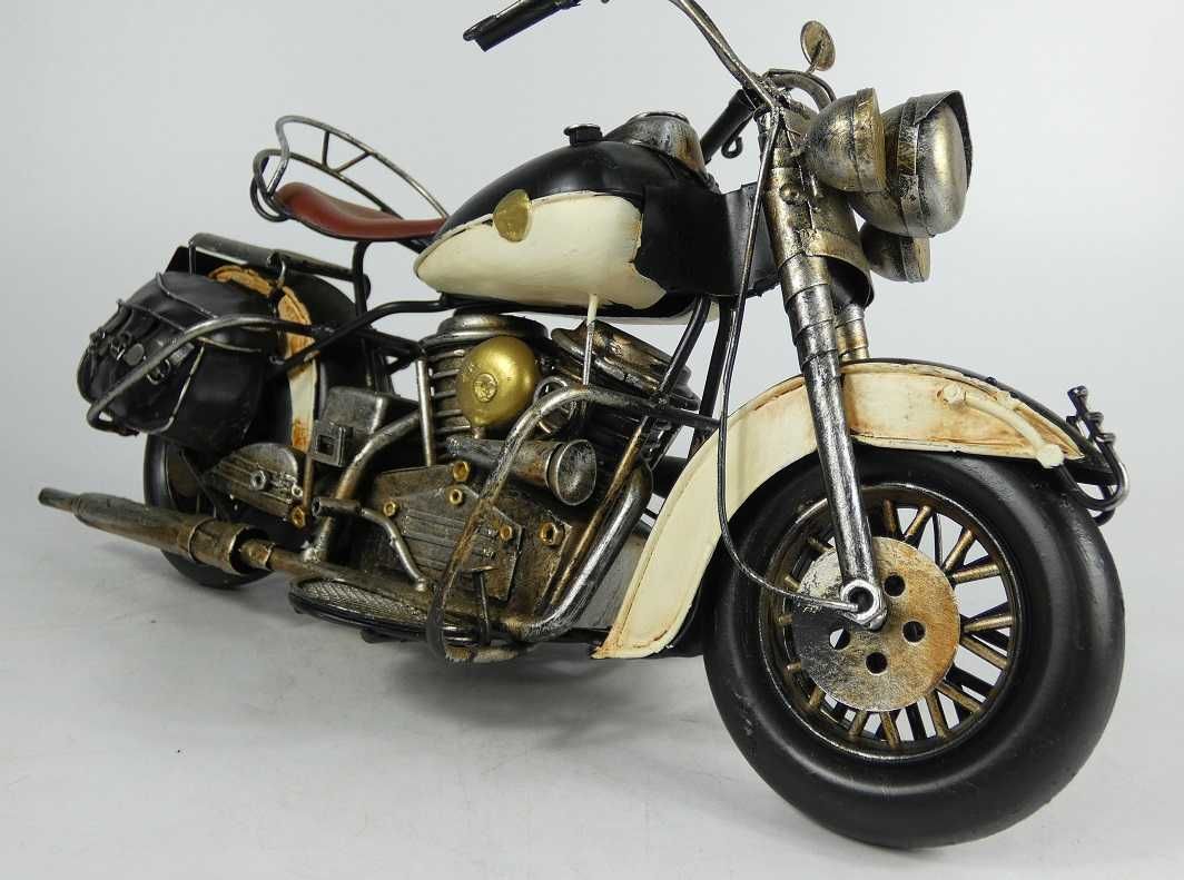 Metalowy czarny MOTOR retro pojazd 34 cm motocykl