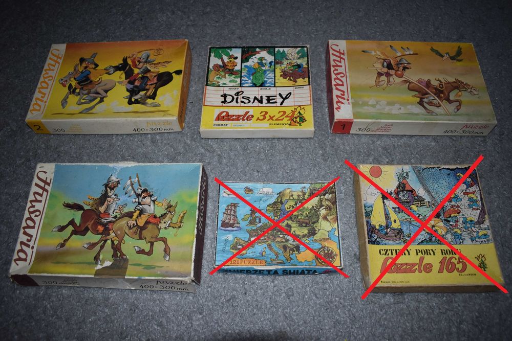 Puzzle PRL Ertrob vintage retro Husaria Disney Zwierzęta 4szt