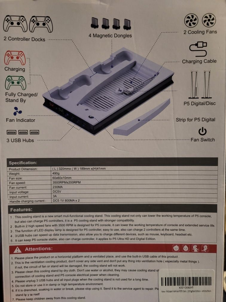 Stacja ładowarka wentylator PS5