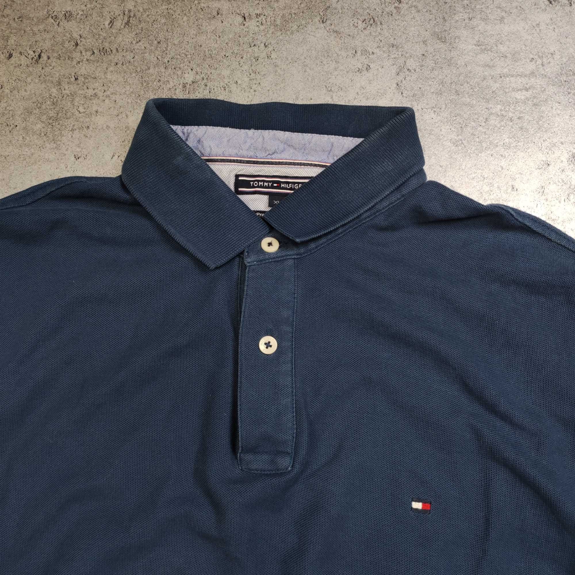 MĘSKA Koszulka Polo Elegancka Granatowa Bawełna Tommy Hilfiger Logo