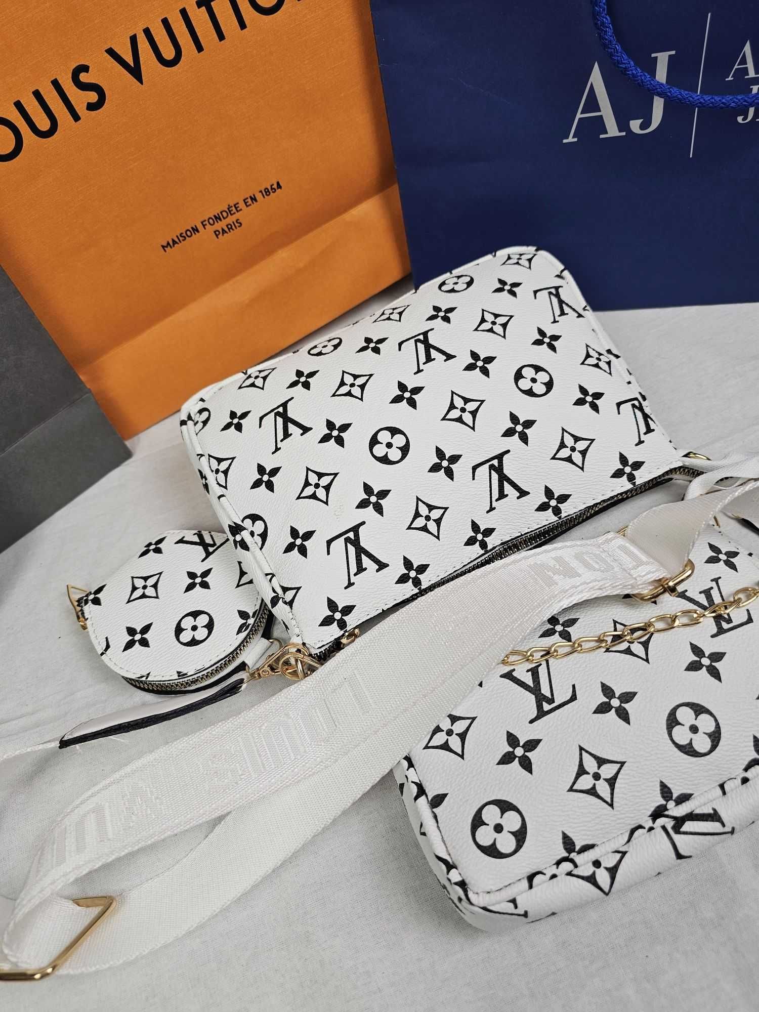 Torebka LV Louis Vuitton 3w1 monogram biala brazowa kratka Hit Premium
