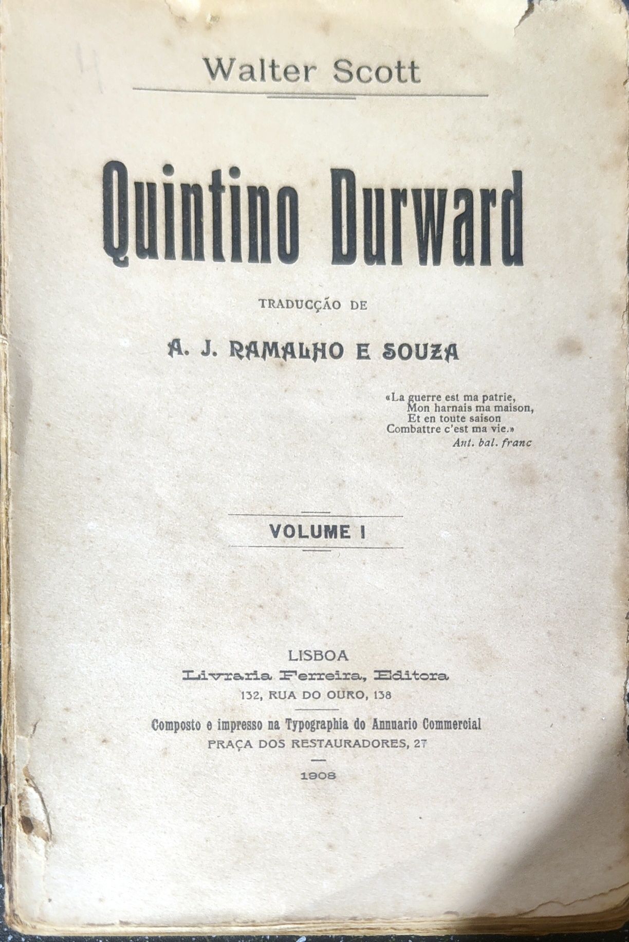 Livro -Ref:PVI - Walter Scott - Quintino Durward