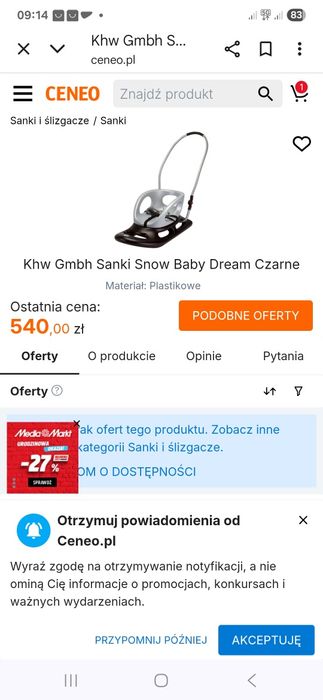 Sanki SNOW BABY DREAM do pchania zjeżdżania ,ciągnięcia -Składane

Sta